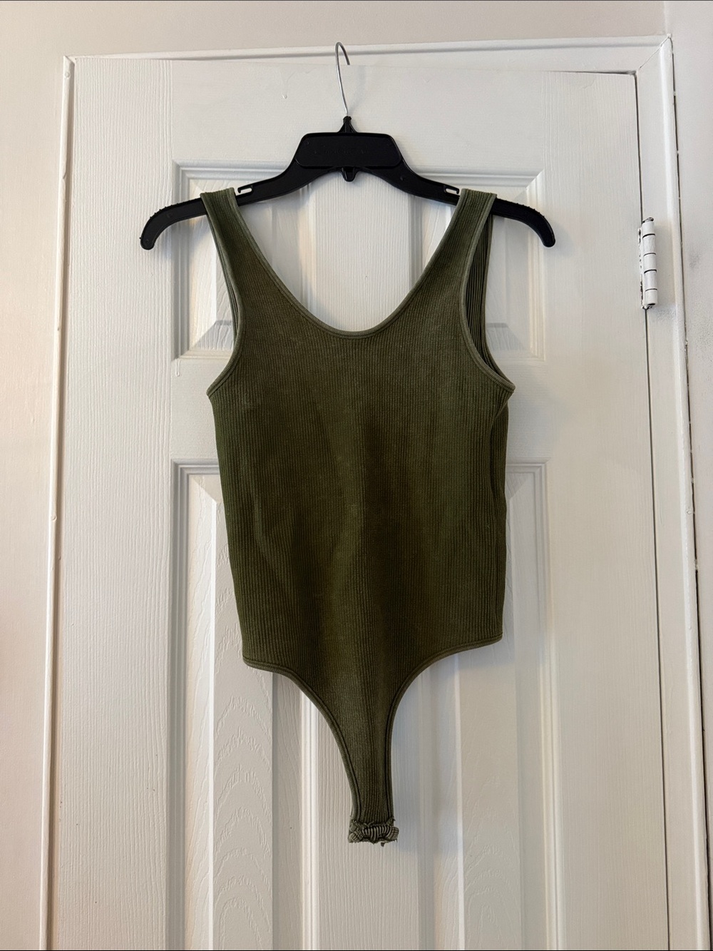Forever 21 Olive Green Ribbed Tank Bodysuit